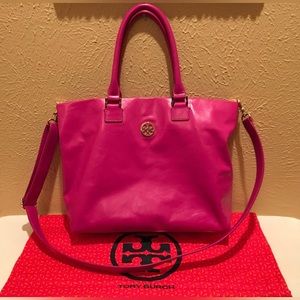 Tory Burch Dena Magenta Large Tote Handbag Crossbody